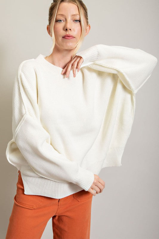 eesome Long Sleeve Ribbed Sweater