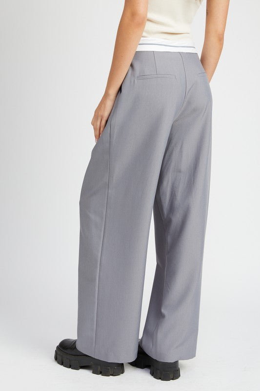 Emory Park REVERSE WAIST BAND TAILORED PANTS