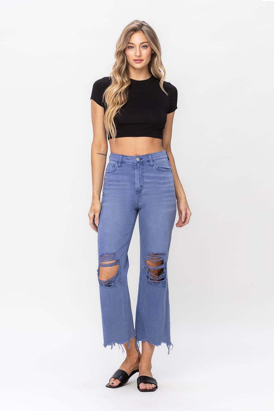 Load image into Gallery viewer, VERVET by Flying Monkey 90&amp;quot;s Vintage Crop Flare Jeans
