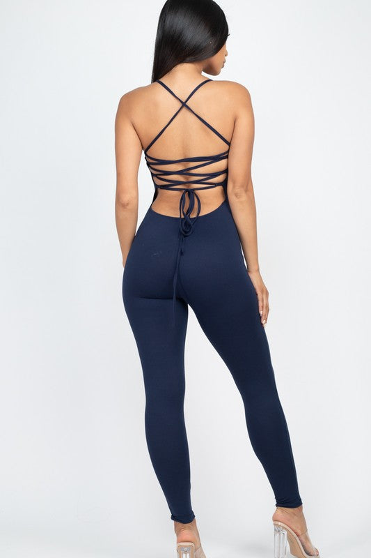 Capella Criss-Cross Open Back Bodycon Jumpsuit