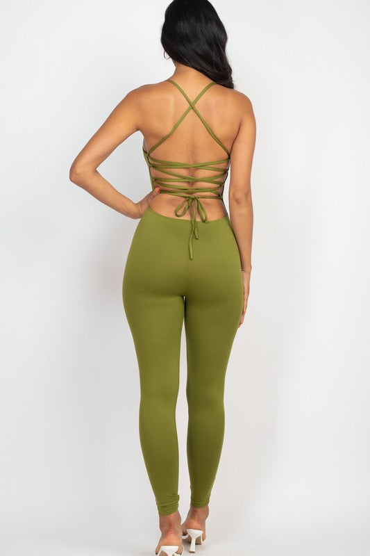 Capella Criss-Cross Open Back Bodycon Jumpsuit