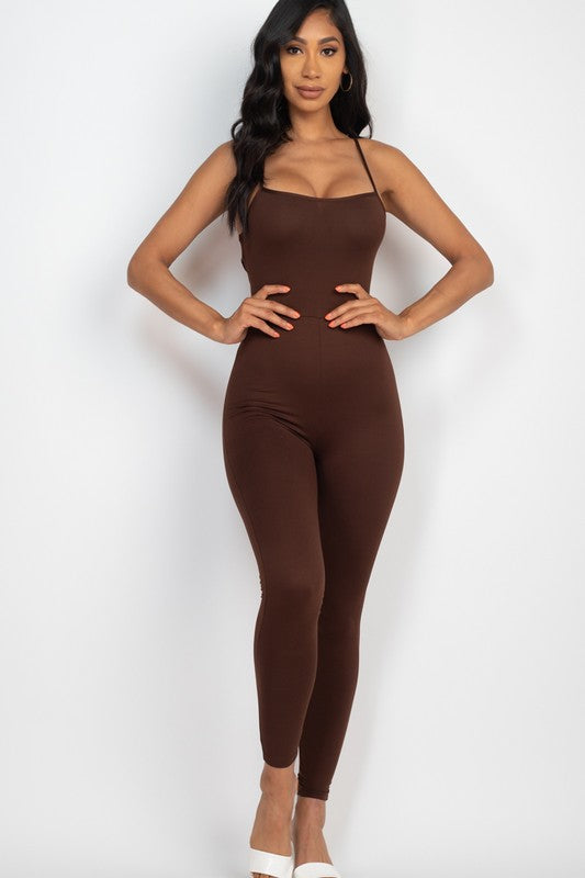 Capella Criss-Cross Open Back Bodycon Jumpsuit