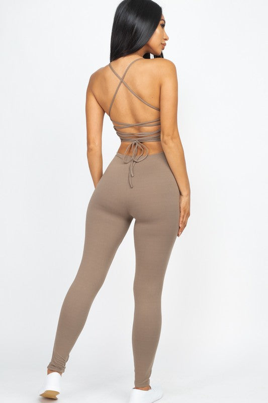 Capella Criss-Cross Open Back Bodycon Jumpsuit