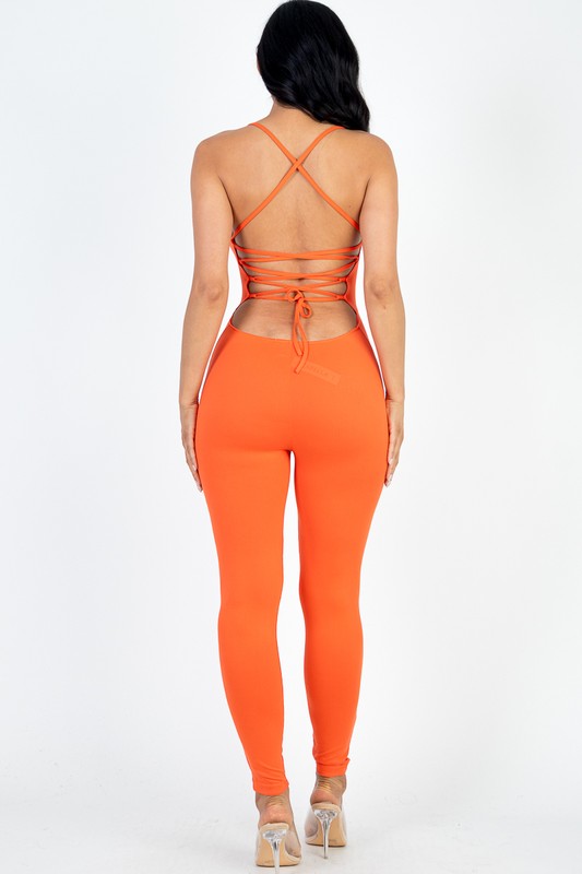 Capella Criss-Cross Open Back Bodycon Jumpsuit