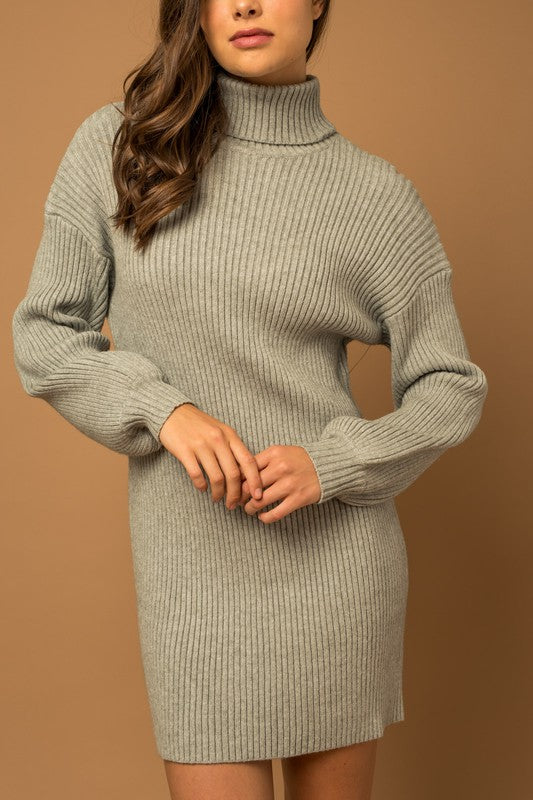Load image into Gallery viewer, Gilli Turtle Neck Balloon Sleeve Sweater Dress
