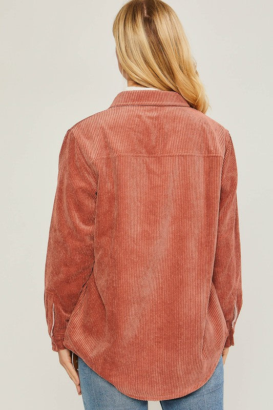 Load image into Gallery viewer, Love Tree Corduroy Reversible Button Down Jacket
