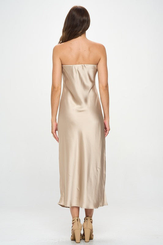 Renee C. Silky Satin Tube Draped Dress