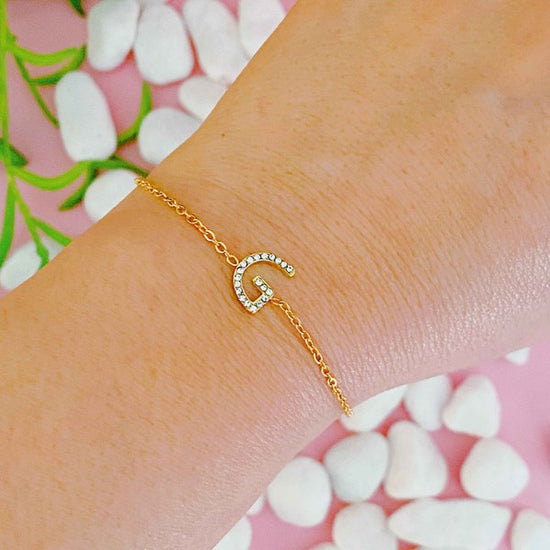 Load image into Gallery viewer, Ellison and Young Dainty Sparkle Initial Bracelet
