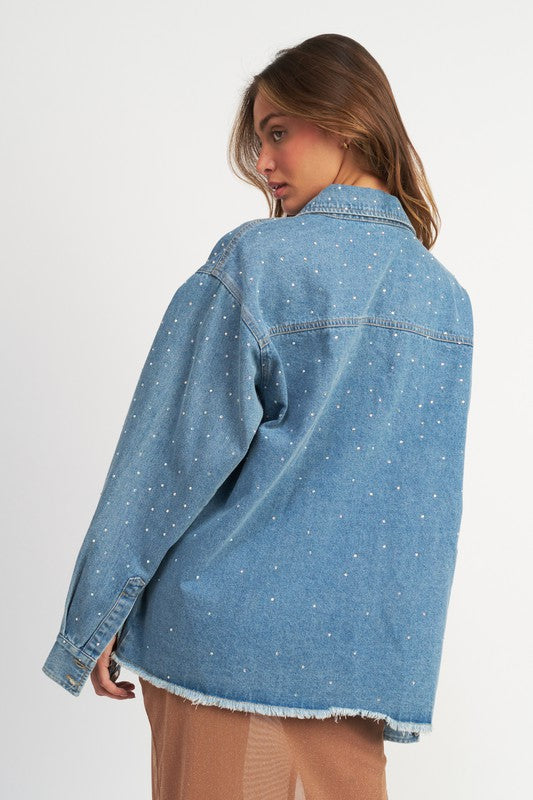 Emory Park OVERSIZED RHINESTONE DENIM JACKET