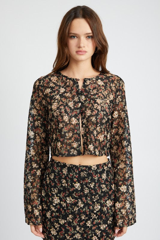 Emory Park BELL SLEEVE CROPPED TOP