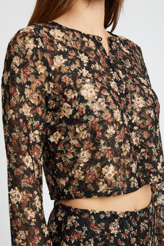 Emory Park BELL SLEEVE CROPPED TOP