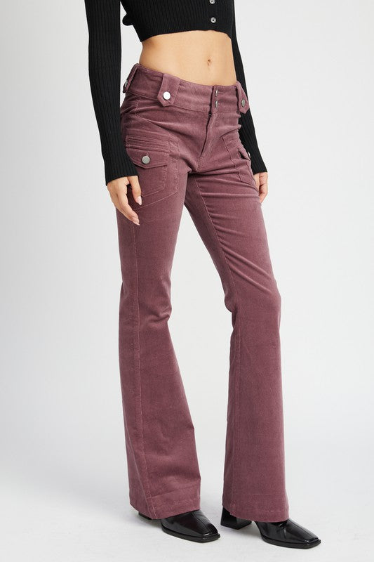 Emory Park CORDUROY LOW RISE PANTS WITH BELL BOTTOM