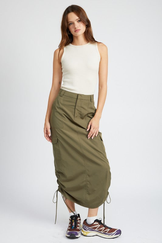 Emory Park RUCHED MIDI CARGO SKIRT