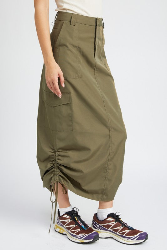 Emory Park RUCHED MIDI CARGO SKIRT