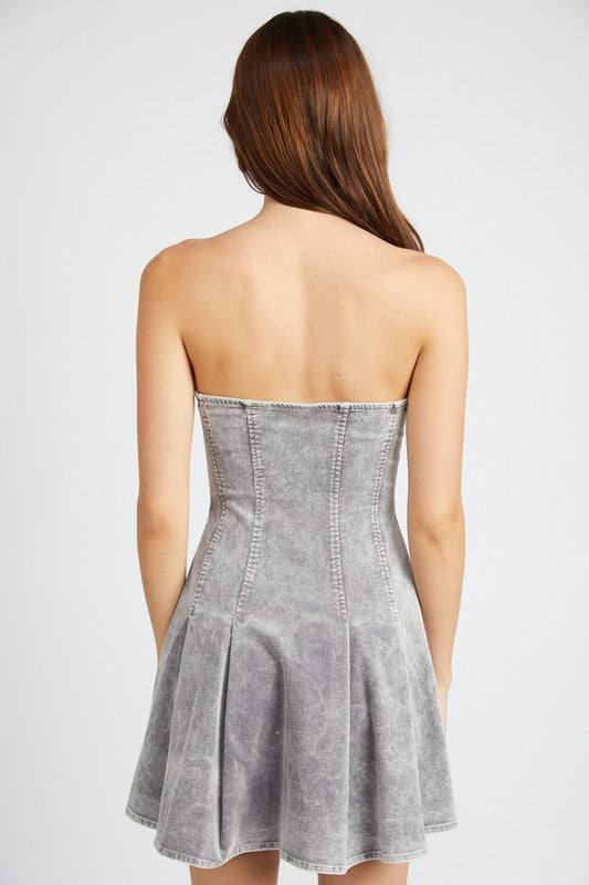 Emory Park PLEATED STRAPLESS MINI DRESS