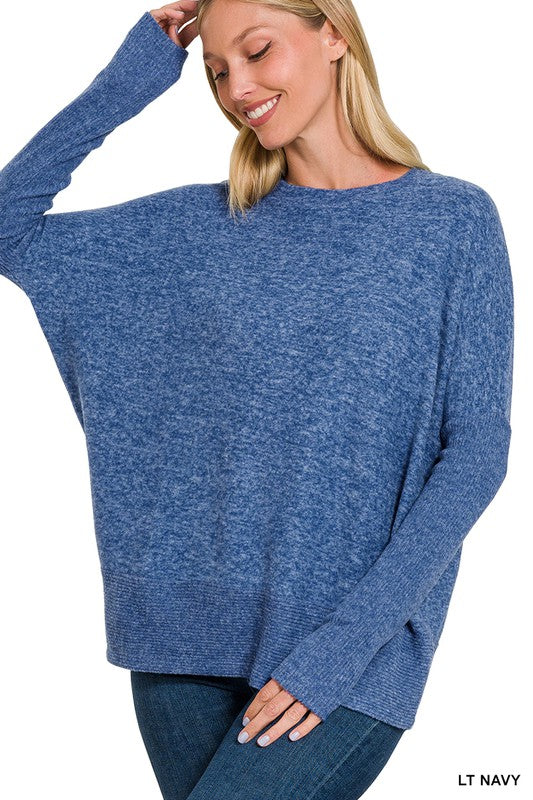 Load image into Gallery viewer, ZENANA Brushed Melange acci Dolman Sleeve Sweater
