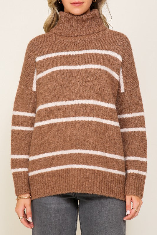 Lumiere Turtle Neck Pinstripe Sweater