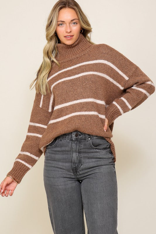 Load image into Gallery viewer, Lumiere Turtle Neck Pinstripe Sweater
