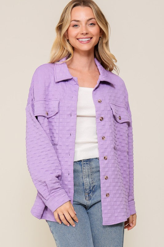 Quilted button hot sale up shirt