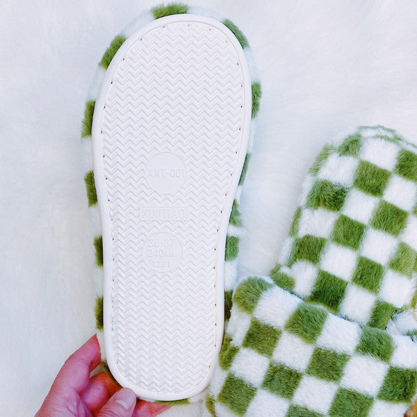 Ellison and Young Luxe Lounge Checker Cozy Slippers