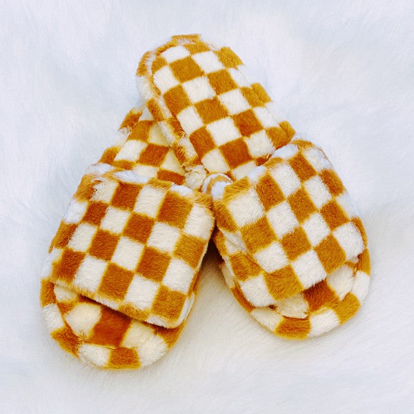 Ellison and Young Luxe Lounge Checker Cozy Slippers