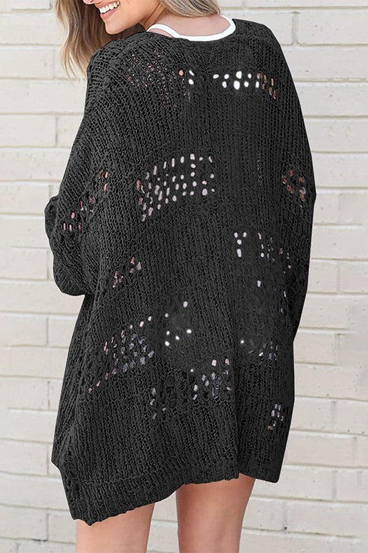 Load image into Gallery viewer, EG fashion Crochet Dolman Knit Sleeve Cardigan
