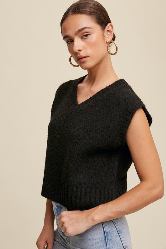 Listicle Soft Touch Cropped Knit Vest