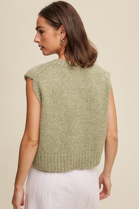 Listicle Soft Touch Cropped Knit Vest