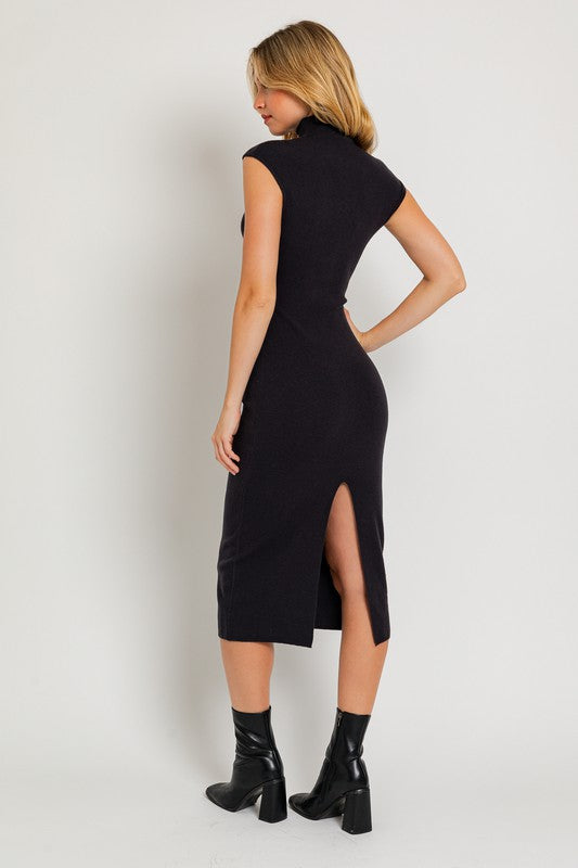 LE LIS Mock Neck Sweater Midi Dress