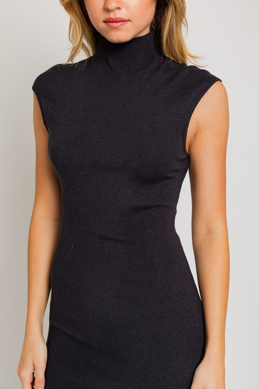 LE LIS Mock Neck Sweater Midi Dress