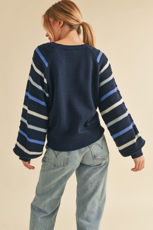 Aemi + Co Jannis Striped Sleeve Sweater