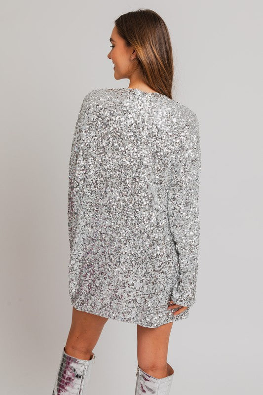 Load image into Gallery viewer, LE LIS Long Sleeve Sequin Mini Dress
