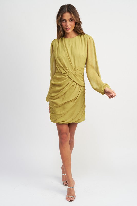 Emory Park LONG SLEEVE RUCHED MINI DRESS