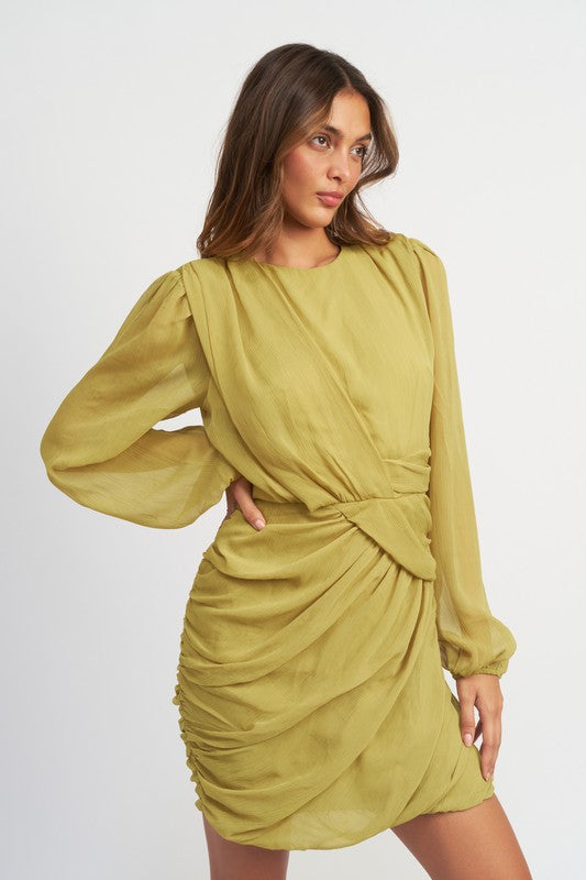 Emory Park LONG SLEEVE RUCHED MINI DRESS