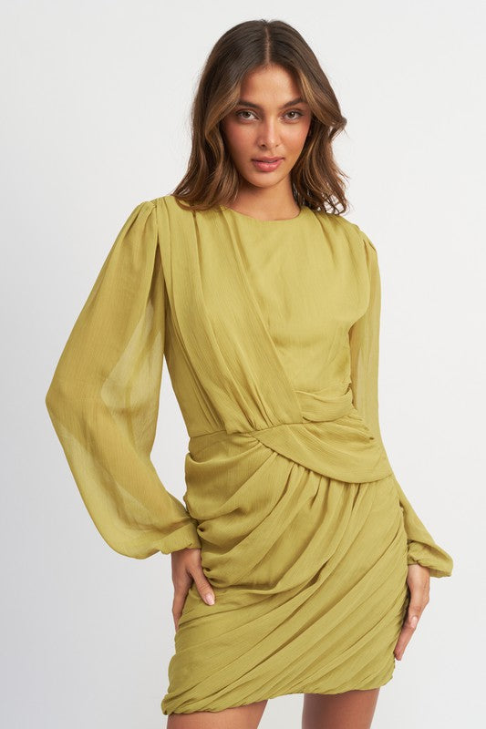 Emory Park LONG SLEEVE RUCHED MINI DRESS