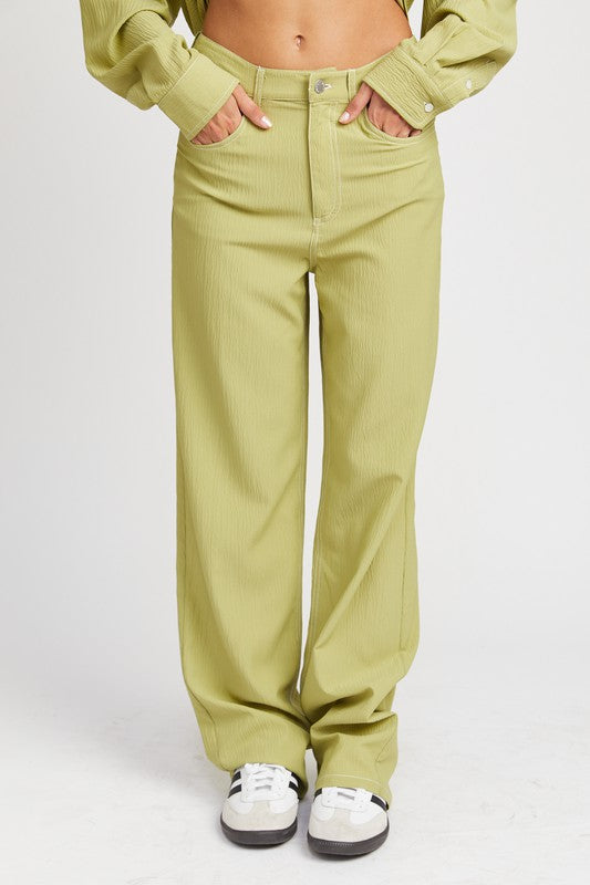 Emory Park CONTRAST STITCHING STRAIGHT LEG PANTS