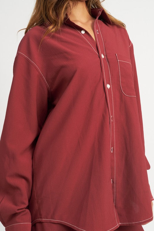 Emory Park CONTRASTED STITCH BUTTON DOWN SHIRT