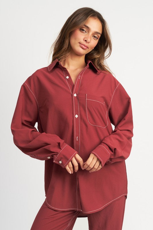 Emory Park CONTRASTED STITCH BUTTON DOWN SHIRT