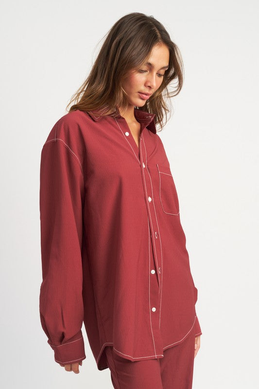 Emory Park CONTRASTED STITCH BUTTON DOWN SHIRT