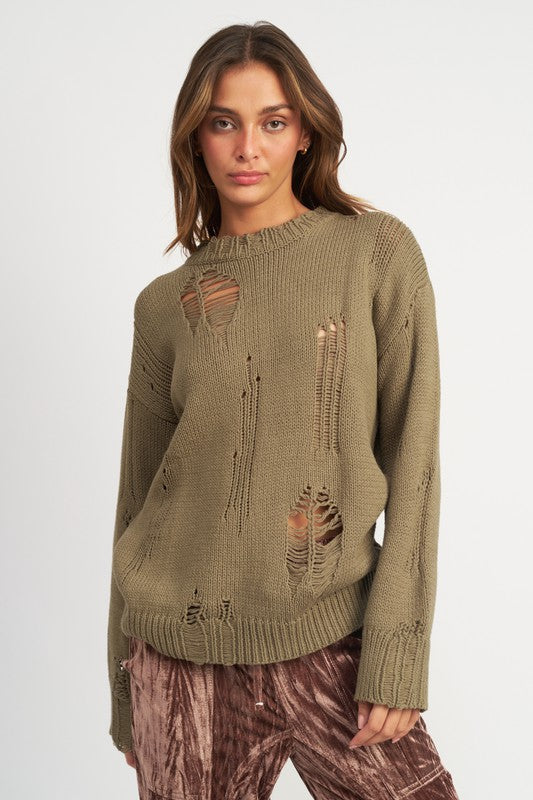 Emory Park DISTRESSED OVERSIZED SWEATER