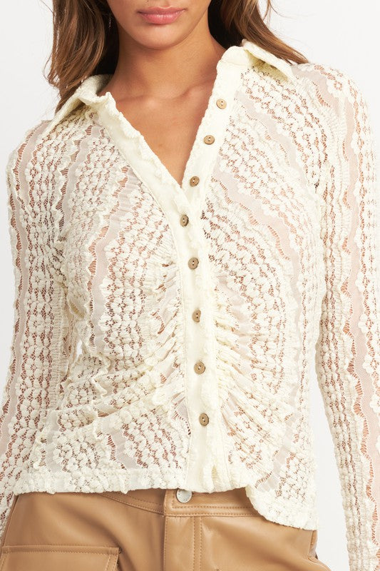 Emory Park BELL SLEEVE LACE TOP