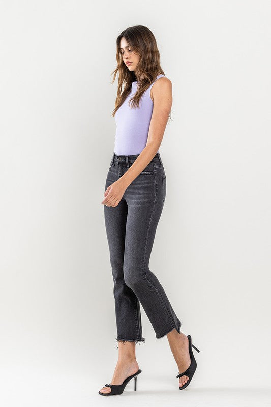 VERVET by Flying Monkey High Rise Raw Step Hem Crop Flare Jeans