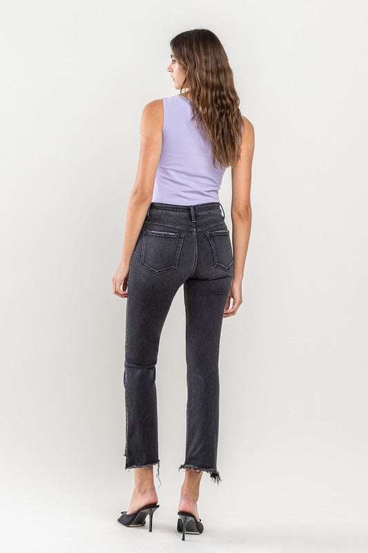 VERVET by Flying Monkey High Rise Raw Step Hem Crop Flare Jeans