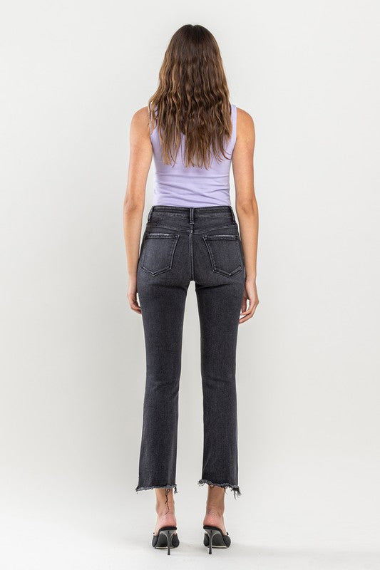 VERVET by Flying Monkey High Rise Raw Step Hem Crop Flare Jeans