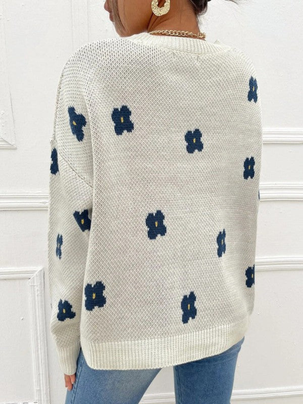 Miss Sparkling Flower knit sweater