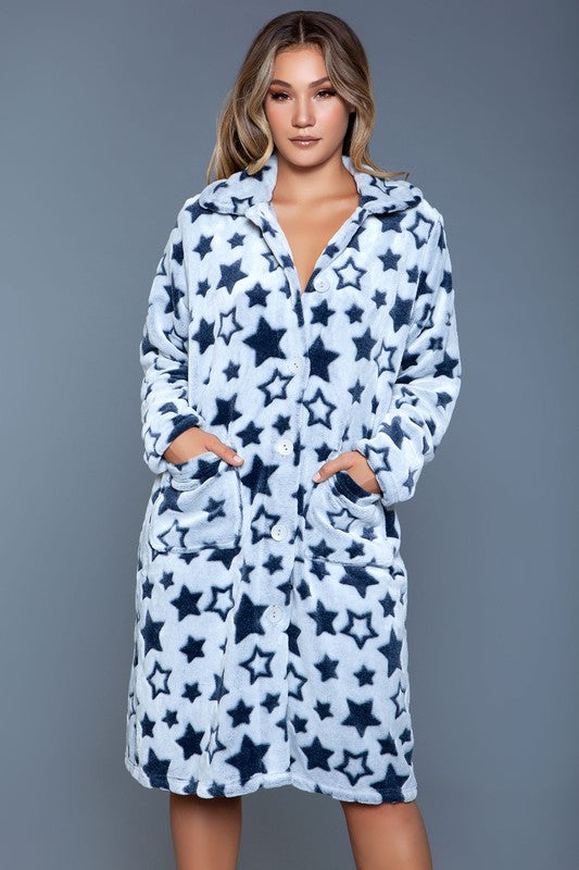 BE WICKED Starry Ultra Soft Fleece Robe