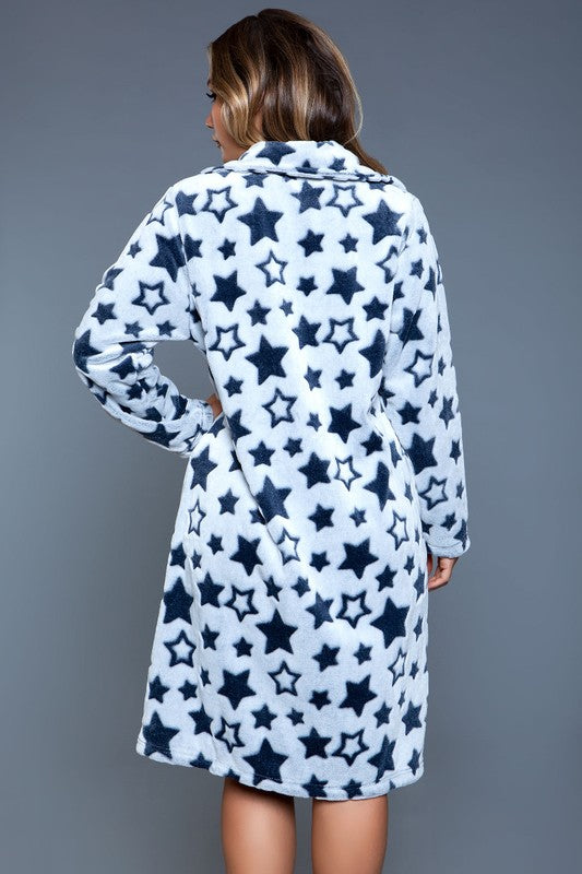 BE WICKED Starry Ultra Soft Fleece Robe