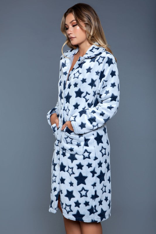 BE WICKED Starry Ultra Soft Fleece Robe