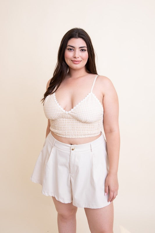 Leto Plus Size Gingham Smocked Bralette