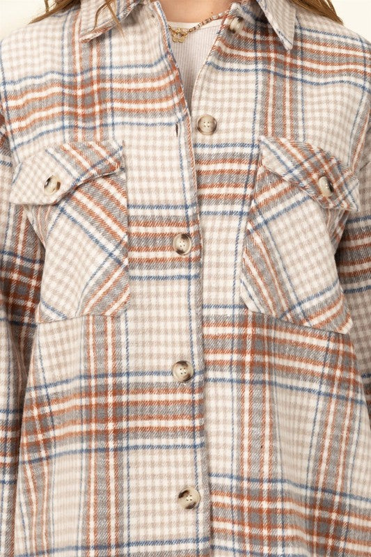 Load image into Gallery viewer, HYFVE For Myself Checkered Print Button-Front Top
